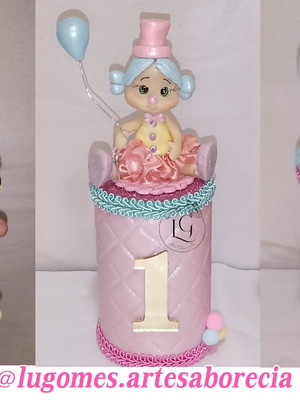 Cofrinho luxo circo rosa personalizado