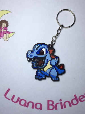Chaveiro totodile pokemon (pixel) emborrachado pct c/2 und
