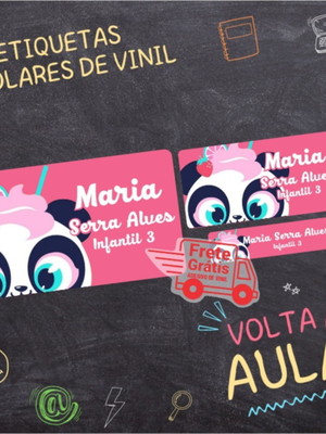 Etiqueta escolar panda shake 130un frete grátis