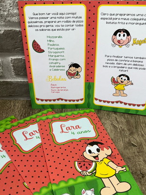 Menu cardápio infantil festa aniversário magali