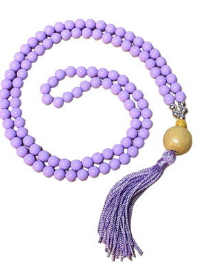Japamala 108 contas resina lilás 8mm meditação colar