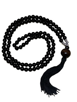 Japamala 108 contas resina preto 8mm meditação colar
