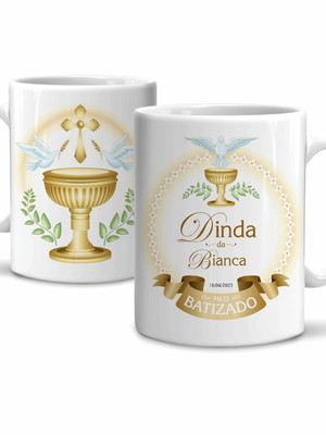 Caneca batizado madrinha personalizada com nome e data mod 1