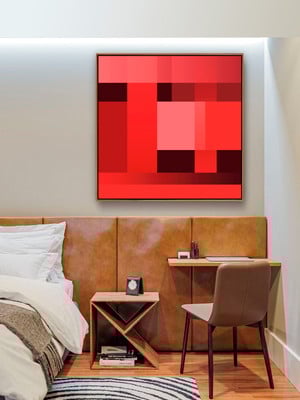 Quadro abstrato vermelho degradê canvas moldura 60x60