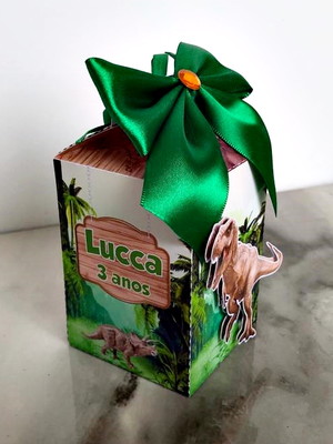 Caixa milk 3d com laço dinossauro