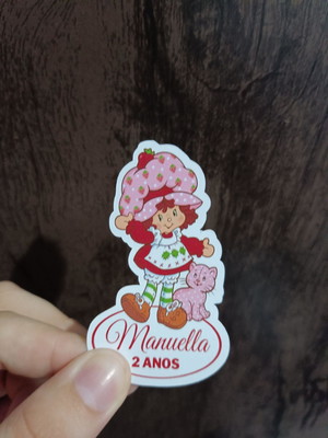 100 tags aplique para tubete moranguinho clássica 3d