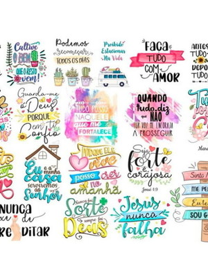 Kit arquivos digitais lettering frases motivacionais png