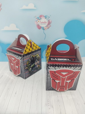 Caixa cubo com alça 3d - transformers