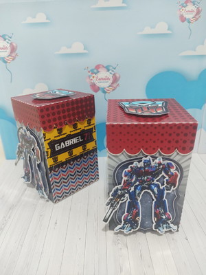 Retangular com tampa 3d - transformers