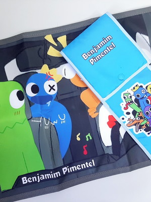 Porta talher + jogo americano impermeável tema á escolher