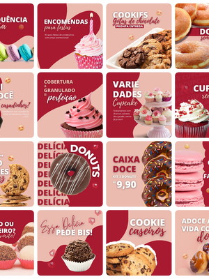 Pack canva doceria doces 24 artes editável
