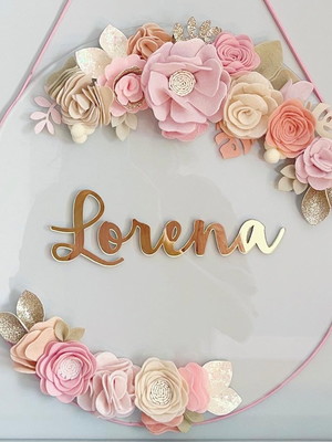 Porta maternidade de acrílico floral transparente