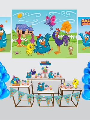 Kit decoração de festa galinha pintadinha completo grande