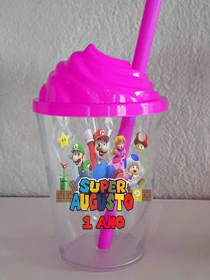 Copo com tampa chantilly super mario brós