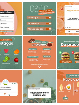 100 artes nutricionista nutrição editáveis no canva