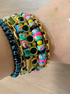 Pulseira imã pedras e strass marinho