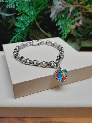 Pulseira autismo prateada