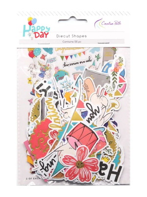 Die cuts com foil - festa / party (130 peças)