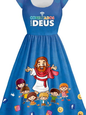Vestido adulto longo conectados com deus