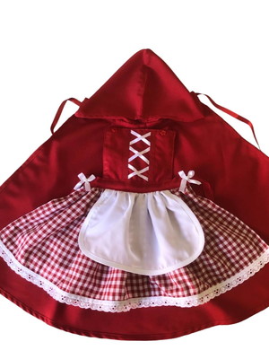 Chapeuzinho vermelho - avental e capa - de 02 a 08 anos