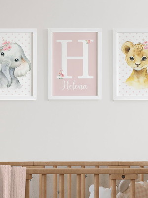 Quadros para quarto de bebê safari baby menina