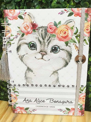 Caderneta de vacinação personalizada - gatinho menina