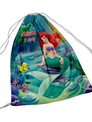 Lembrancinha de aniversário pequena sereia ariel mochila