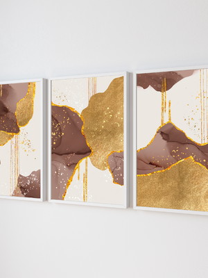 Quadro abstrato, bbrow gold lines