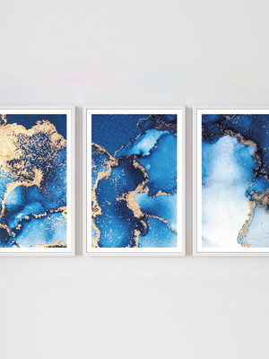 Quadro abstrato, marmore, blur'gold