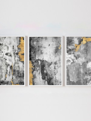 Quadro abstratos gold'grey