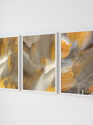 Quadro abstratos, gold'brown
