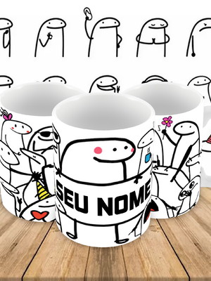 Caneca polímero flork com nome personalizada