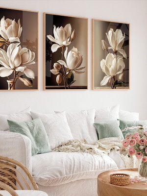 Kit de quadro para decoração flores com vidro e moldura