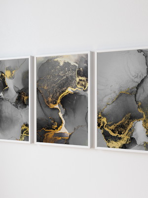 Quadro trio abstrato gold'bit