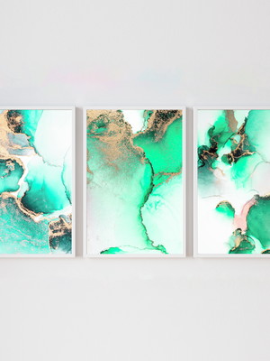 Quadro trio abstrato grem,gold