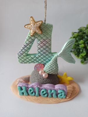 Vela sereia em biscuit