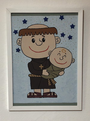 Quadro tela com moldura santo antonio