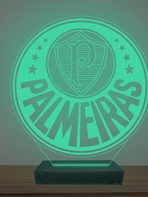 Luminária led 3d time palmeira futebol abajur luxo porco