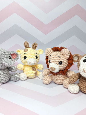 Kit safari baby amigurumi (4 peças)