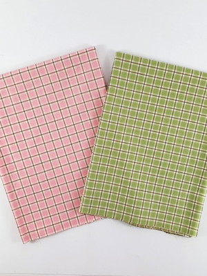 Kit tecido tricoline xadrez rosa e verde 50x70cm