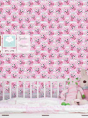 Papel de parede rosa corujinhas