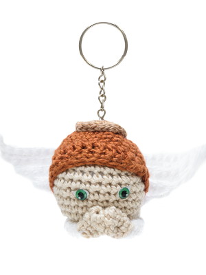 Chaveiro carinha de anjo em amigurumi