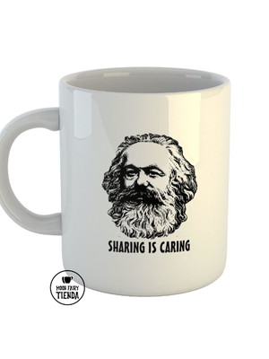 Caneca marx sharing is caring porcelana importada