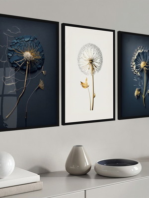 Quadros decorativos flores dente de leão vidro moldura
