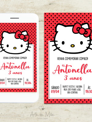 Convite digital hello kitty - modelo 2