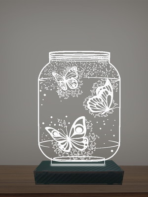 Luminária led 3d pote de borboletas abajur luxo branco