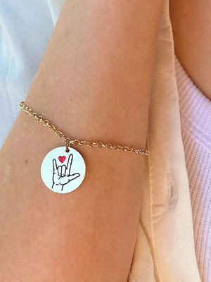 Pulseira simbolo eu te amo libras