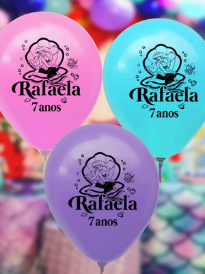 Kit bexigas personalizadas sereia ariel
