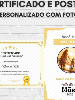 Poster e certificado digital dia das mães