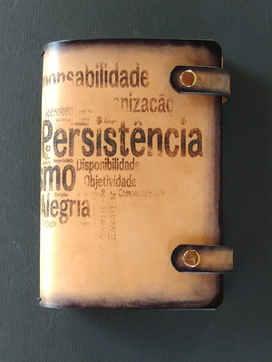 Capa de couro legitimo para caderno planner frases